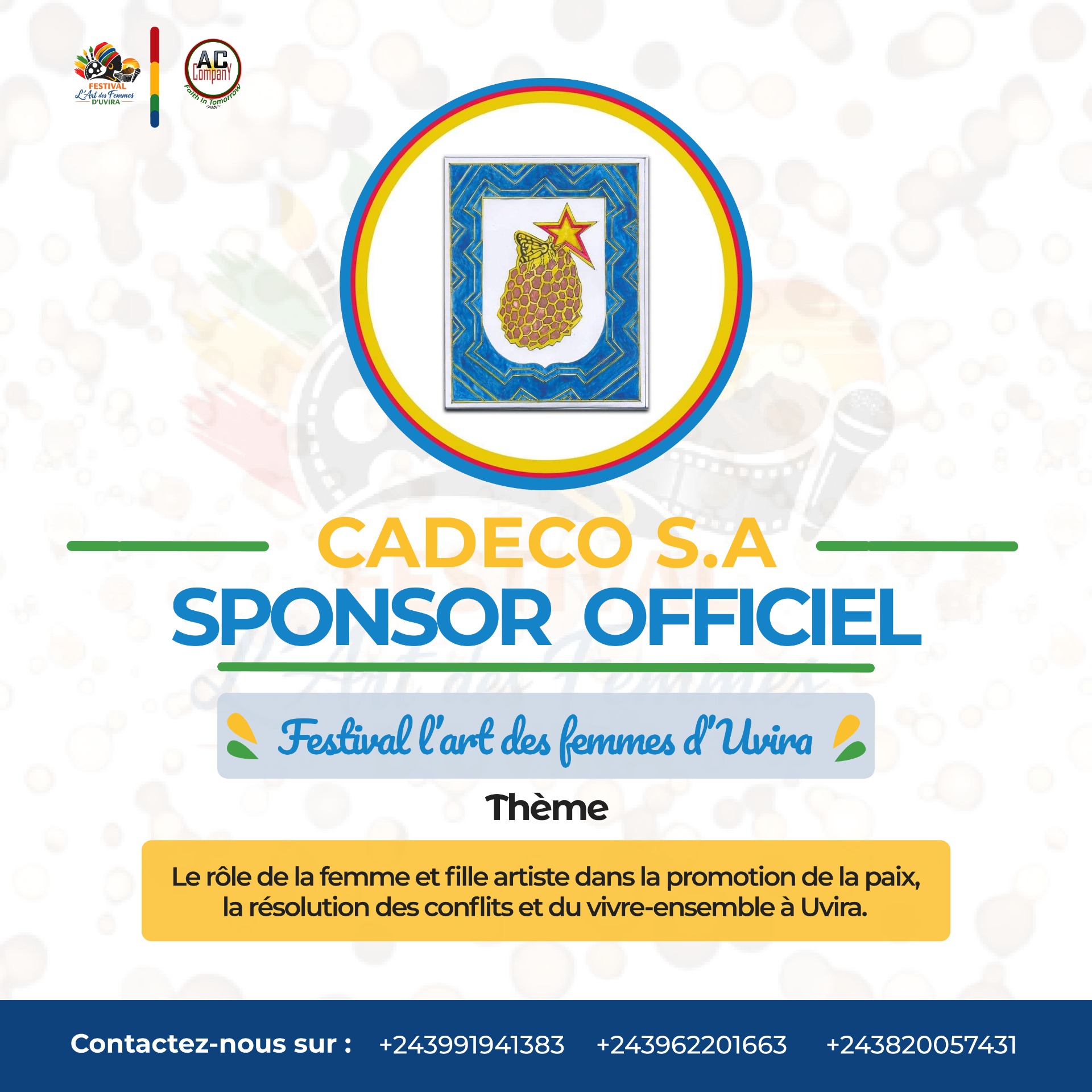 Communiqué officiel N°003/FEST-ART/Juin2026 : CADECO S.A, sponsor officiel du Festival L'Art des Femmes d'Uvira